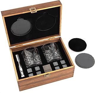Whiskygläser Set mit Whisky Zubehör Steinen – 2 Whiskey Gläser & 8 Kühl-Steine – Whisky Gesch…