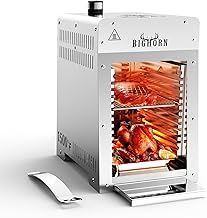 BIG HORN OUTDOORS Tragbarer Infrarot-Broiler Propangasgrill, 1500 Grad Edelstahl Tischplatte Schn…