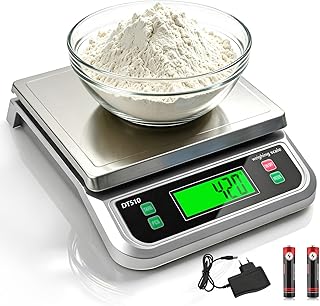 Küchenwaage Digital,40KG mit 6 Maßeinheiten Tara Funktion Silber | Küchenwaage mit PCS zählen…
