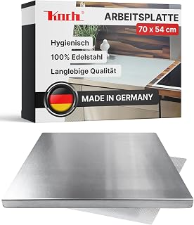 Koch Arbeitsplatte Edelstahl I 70 x 54 cm I Arbeitsfläche, Schneidebrett & Knetbrett mit Anschla…